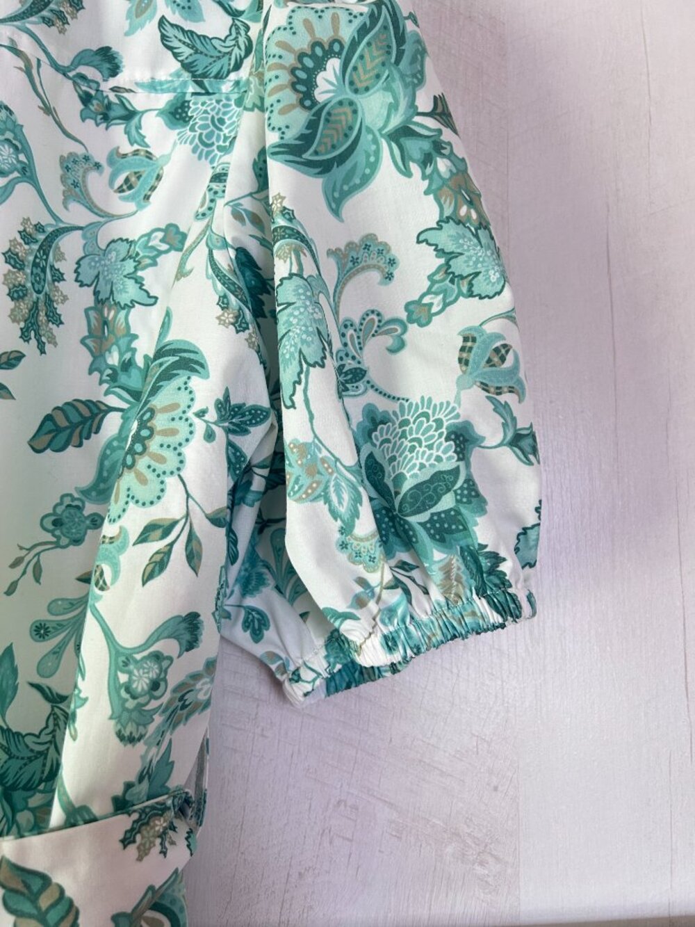 Current Air Tony Tiered Midi Dress in Green Floral Size M Puff Sleeve Pleated - Picture 8 of 15